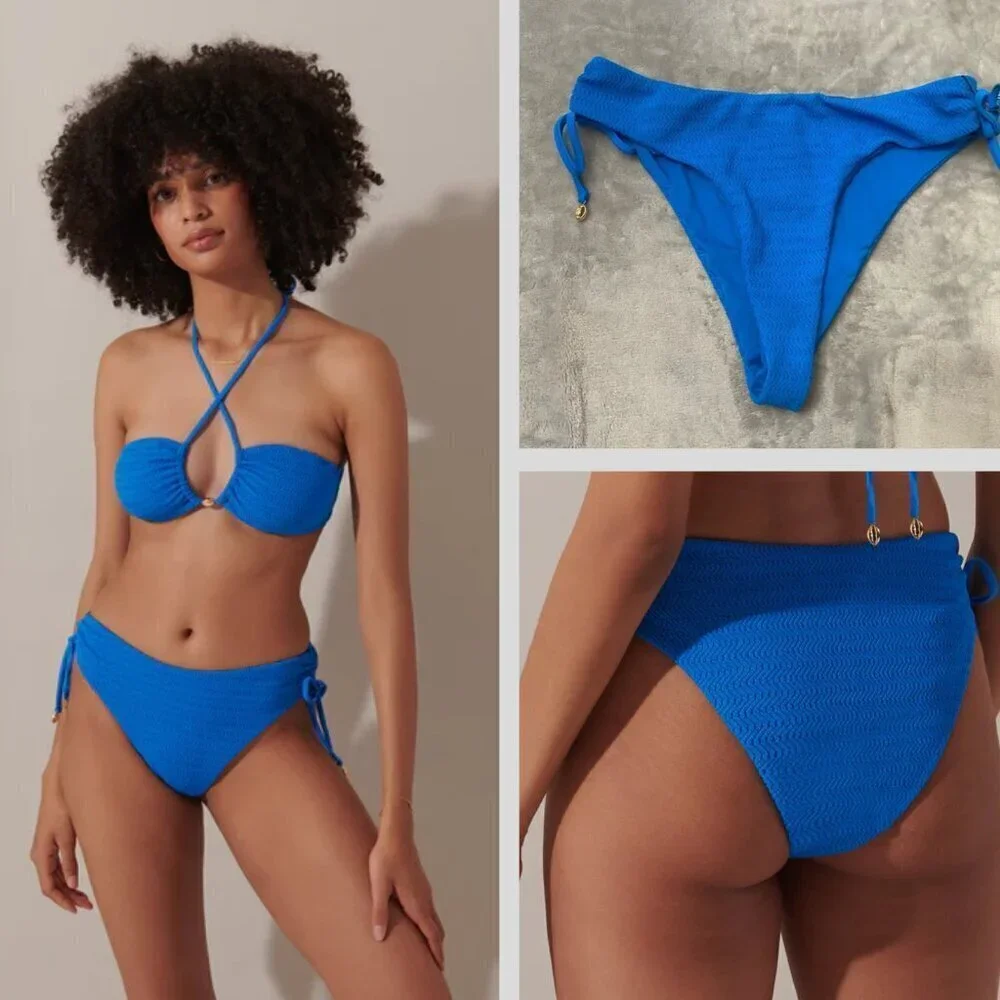 New! Bluebella Blue Shala High-Waist Ruched Tie Side Bikini Brief 10823